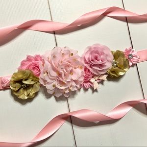 Pink and Gold Maternity Sash Belt